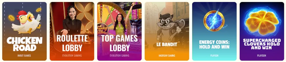 Le lobby des jeux de Julius Casino comprend Chicken Road et la roulette en direct.